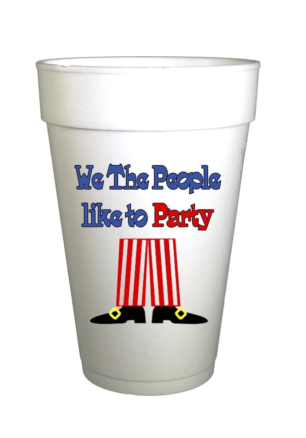 We The People 4th of July Party Cups-Pre-Printed Styrofoam Cups