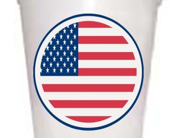 US Flag Party Cups: Patriotic 4th of July Styrofoam Cups (10 Pack)