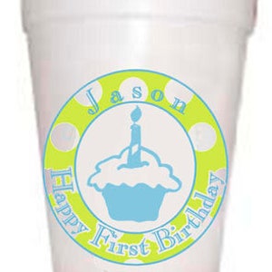Personalized First Birthday Cupcake Cups-First Birthday Party Custom Cups-Preppy Mama