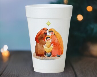 Nativity Scene Christmas Cups-10ea/16oz Styrofoam Christmas Party Cups