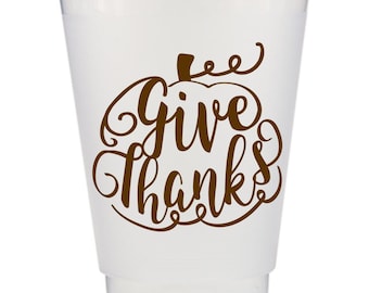 Thanksgiving Cups: Brown Pumpkin Print (Shatterproof, 16oz)