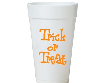 Orange Trick or Treat Styrofoam Halloween Party Cups
