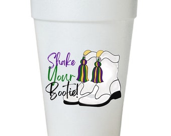 Mardi Gras Party Cups: Shake Your Booties Styrofoam 10ea, 16oz