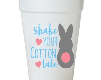 Shake Your Cotton Tale Easter Party Cups-10ea/16oz Styrofoam Easter Cups-Instock
