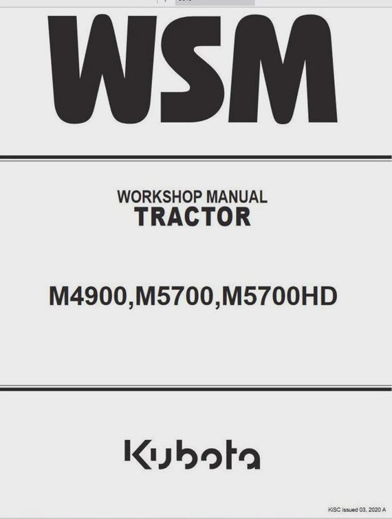 Kubota M4900 M5700 M5700H Tractors Workshop Manual Pdf
