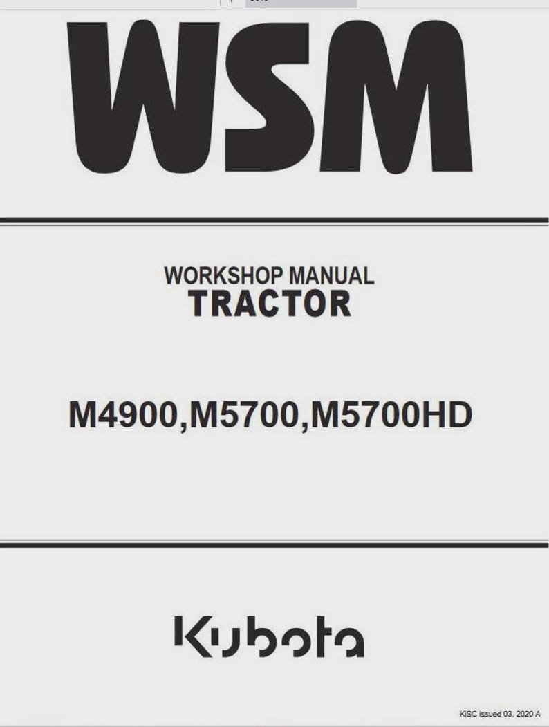 Kubota M4900 M5700 M5700H Tractors Workshop Manual Pdf image 1
