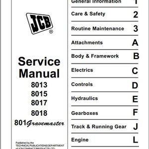 JCB 8013 8015 8017 8018 801 Service Repair Manual (PDF Download)