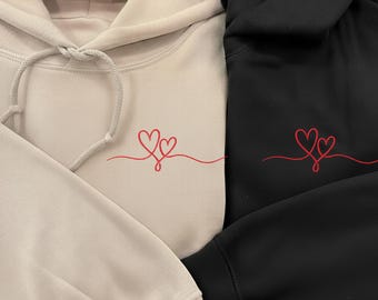 Personalized Mom Shirt, Embroidered Minimalist Heart Line Art Design, Custom Mother's Day Gift for Mom, Matching Couple Gift