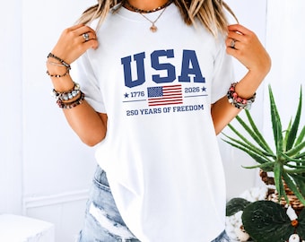 Comfort Colors® Patriotic USA Shirt, 250 Years of Freedom Tee, America 250 Shirt, 1776-2026 American Flag Tee