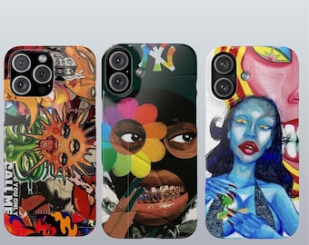 Estuche para teléfono con retrato de arte abstracto / Estuches coloridos para iPhone y Samsung