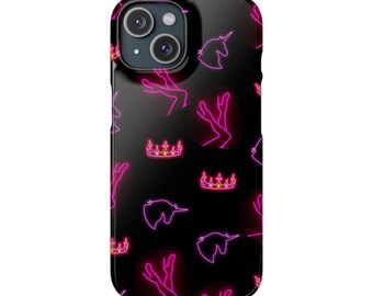 Funda para teléfono con diseño de corona de unicornio neón / Funda a presión