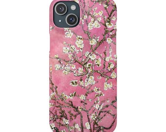 Funda para teléfono con diseño de flor de cerezo rosa y cierre a presión, funda floral para smartphone