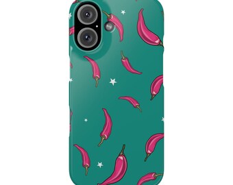 Funda para teléfono con estampado de chile rosa
