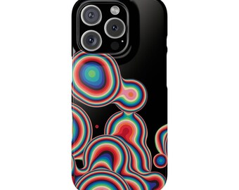 Estuche a presión con anillos de arcoíris psicodélicos / Estuche para teléfono