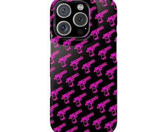 Funda para teléfono con estampado de pistola rosa intenso/funda a presión