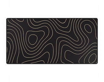 Alfombrilla de escritorio topográfica / Alfombrilla de ratón con líneas de contorno negras