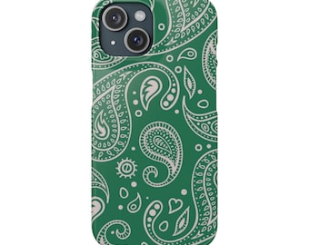 Funda para teléfono con estampado de cachemira verde / Funda a presión