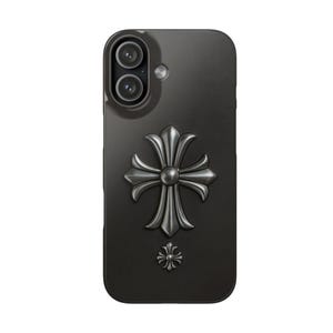 Zwart verchroomde etui met gekruiste sluiting | iPhone 11-17 en Galaxy S20-S25