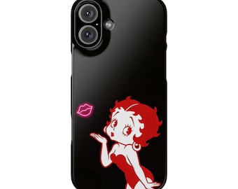 Betty Boop blowing kiss Phone Case | iPhone Samsung snap case, retro cartoon