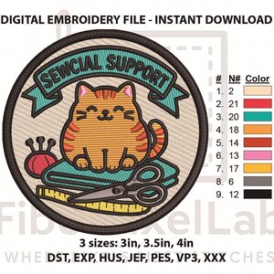 Nähset mit Katzenmotiv, Stickdatei (PES/DST)