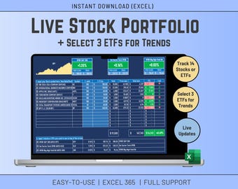 Seguimiento de cartera de acciones y ETF: Plantilla de Excel (Descarga digital)