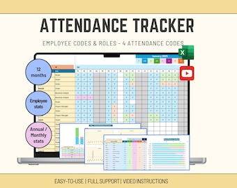 Control de asistencia en Excel v1: Planificador automatizado de recursos para empleados (Descarga digital)