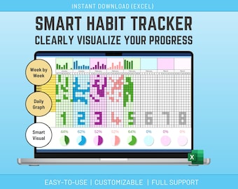 Seguimiento de hábitos de Excel: Plantilla para establecer objetivos (Descarga digital)
