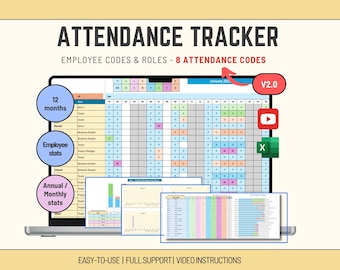 Excel Attendance Tracker v2: Planificador automatizado de recursos para empleados (Descarga digital)