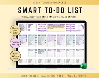 Excel wöchentliche To-Do-Liste | Automatisierter Backlog Planner (Digitales Produkt)