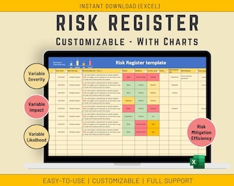 Customizable Excel Risk Register, Risk Management Template