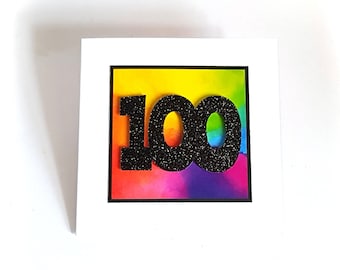 Age 100 Rainbow Birthday Card - 100th Birthday Card