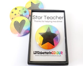 Star Teacher Rainbow Badge  - End of Term Teacher Gift