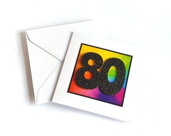 80th Birthday Card - Age 80 Rainbow Birthday Card