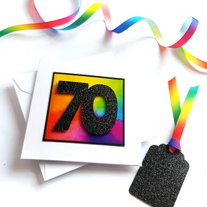 70th Birthday Card Age 70 Rainbow Birthday Card image 1