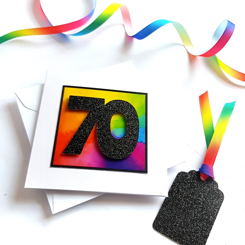 70th Birthday Card Age 70 Rainbow Birthday Card 画像 1