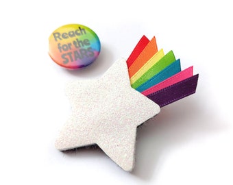 Rainbow Ribbon Shooting Star Brooch