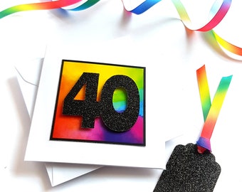 40th Birthday Card - Age Forty Rainbow Birthday Card