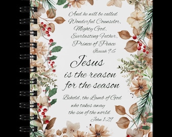 Christmas Bible Verse Spiral Notebook, Prayer Journal (5x7)