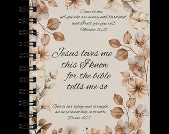 Christian 5x7 Jesus Loves Me Collection Spiral Notebook featuring Bible verses