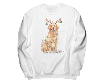 Rudolph Golden Retriever Reindeer Sweatshirt (whole body)