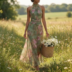 Flowy Green Dress - Etsy