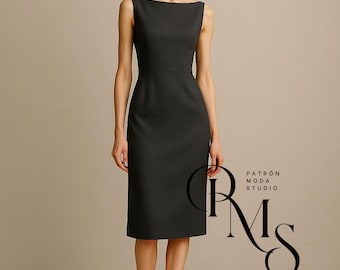 Mod.0022 - Women's Tailored Fitted Dress | Elegant Midi Sheath Dress | Custom Made 4XS–9XL | Handmade