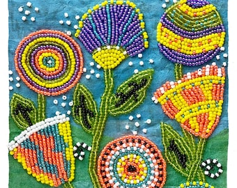 Pärlbroderikit Blomsterfält Design