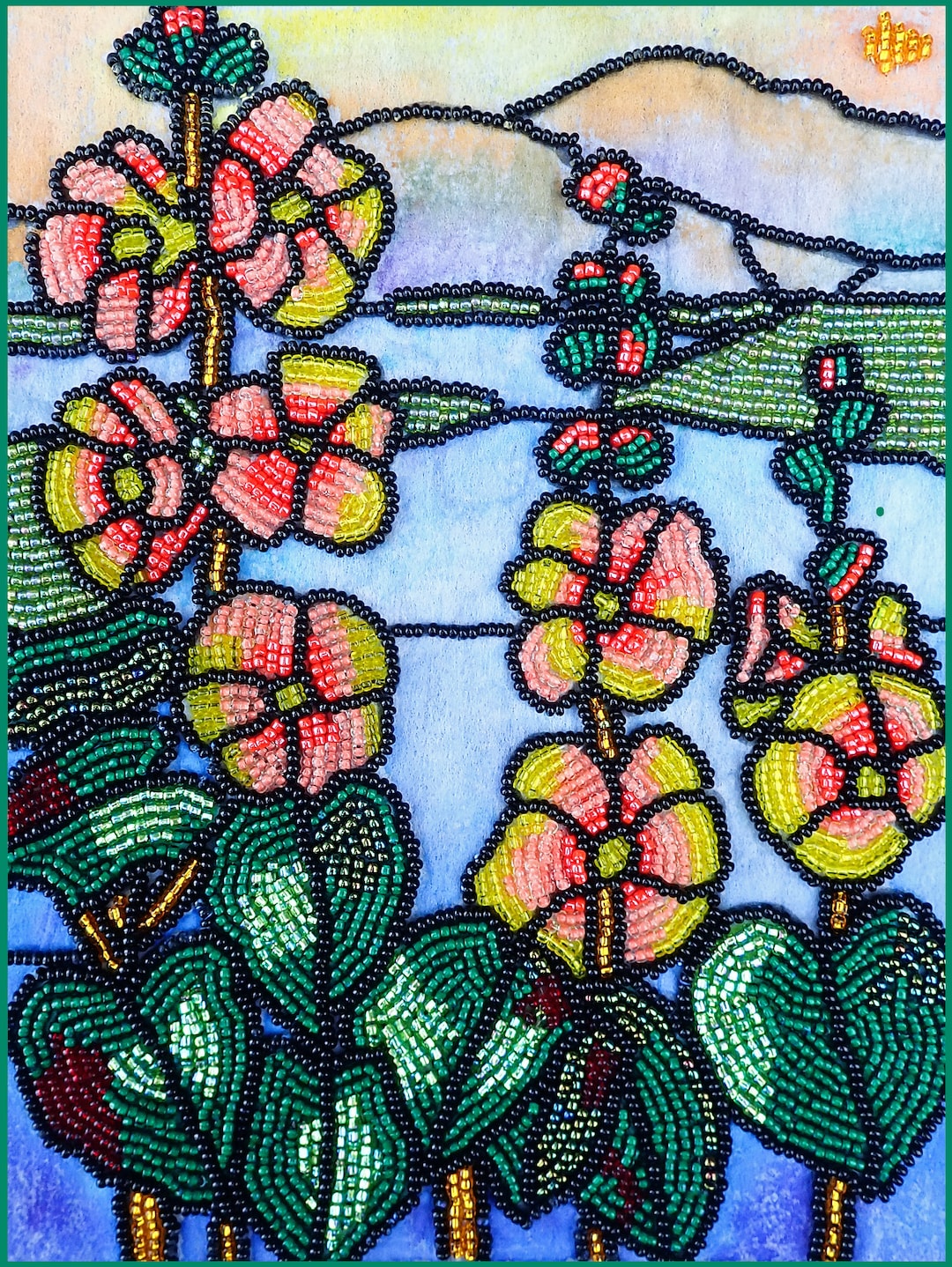 Stained Glass Vine Flowers Bead Embroidery Kit Etsy