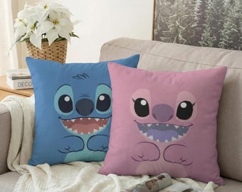Almohada de Lilo y Stitch, cojín de Stitch, decoración de Ohana, regalo de guardería de Disney, cojín decorativo para habitación infantil, decoración hawaiana para el hogar, regalo divertido