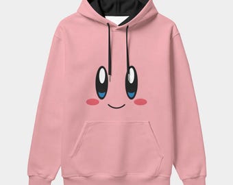 Kirby Face Hoodie – Cute Pink Gaming Hoodie | Kawaii Kirby Sweatshirt | XS–7XL Cozy Anime Hoodie