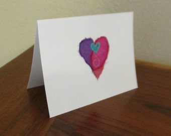 Valentine card, colorful Valentine, handmade card, original art, FREE SHIPPING in U.S.