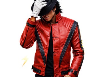 Michael Jackson Thriller inspirierte rote Lederjacke Männer - MJ Style Iconic Dance Cosplay Kostüm