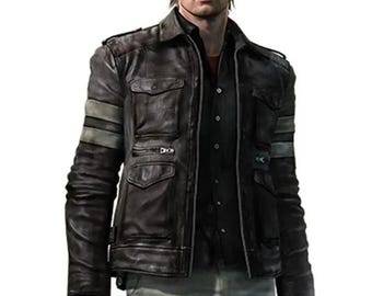 Black Leather Jacket Resident Evil RE6 Requiem inspired Cosplay Costume Leon Kennedy for Fans