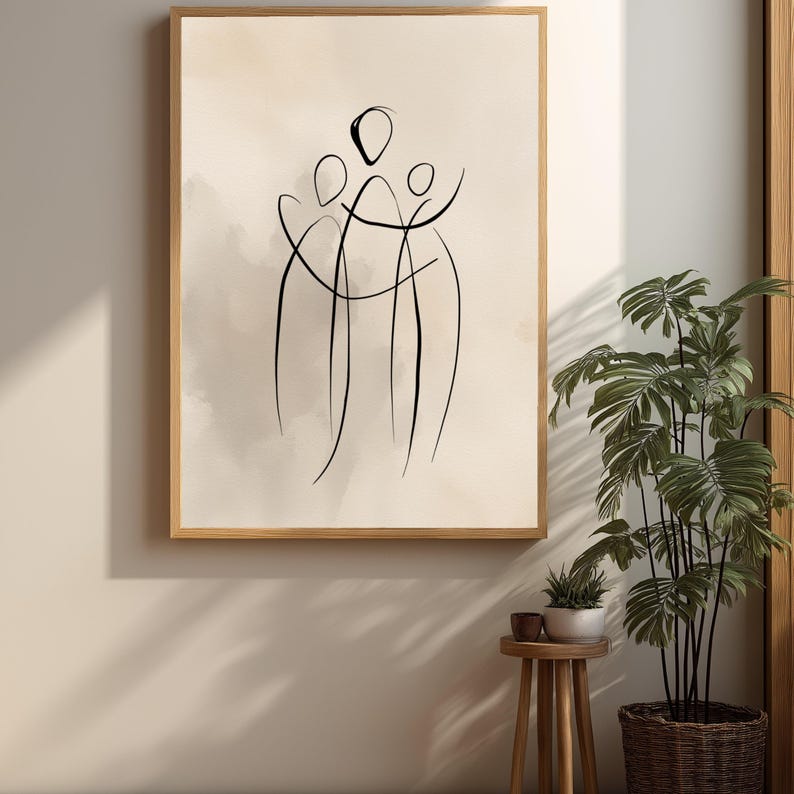 Minimalistische familielijncanvas, moderne abstracte print afbeelding 6